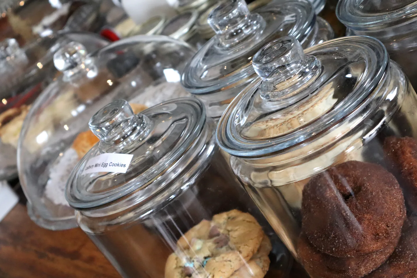 Cookies and baked treats in glass jars at Lukaya Cafe